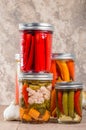 Pickled mixed vegetables home canning Royalty Free Stock Photo