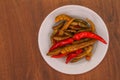 The pickled pepper on plate