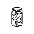 Pickled peppers in a jar color line icon.