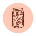 Pickled peppers in a jar color line icon.