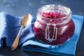 Pickled red cabbage in glass jar Royalty Free Stock Photo