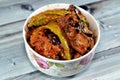 Pickled roast fried aubergine and green peppers stuffed with garlic, chili red pepper,vinegar, lemon, coriander, parsley, chopped Royalty Free Stock Photo