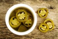 Pickled Sliced Green Jalapeno Peppers
