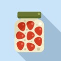 Pickled strawberry icon flat vector. Food glass
