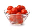 Pickled tomatoes in glass bowl