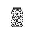 Pickled tomatoes in a jar color line icon.