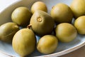 Pickled Unripe Green Almond Pickles in Plate / Cagla Badem. Royalty Free Stock Photo