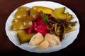 Pickled vegetables plate Royalty Free Stock Photo