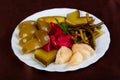 Pickled vegetables plate Royalty Free Stock Photo