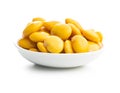 Pickled yellow Lupin Beans in bowl Royalty Free Stock Photo