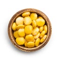 Pickled yellow Lupin Beans in bowl Royalty Free Stock Photo