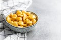 Pickled yellow Lupin Beans in bowl Royalty Free Stock Photo