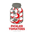 Pickles glass jar flat illustration