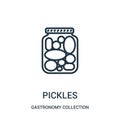 pickles icon vector from gastronomy collection collection. Thin line pickles outline icon vector illustration