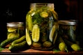 Pickles in a jar. Closing for the winter. Homemade pickles. AI Generated