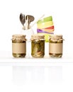Pickles in jars on the kitchen counter Royalty Free Stock Photo
