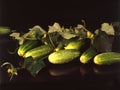 Pickles with leaves and yelow flowers