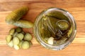 Homemade salted cucumbers lie on the table Royalty Free Stock Photo