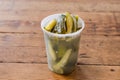 Pickles in plastic container