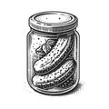 Pickles in Jar Engraved Illustration vector