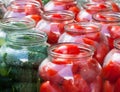 Pickling canning tomatoes and cucumbers Royalty Free Stock Photo
