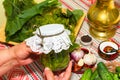 Pickling cucumbers, pickling - hands close-up, cucumber, herbs,