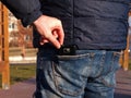 Pickpocket stealing a smartphone