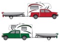 Pickup With Camper Pulling Boat Royalty Free Stock Photo