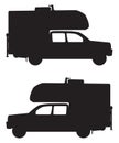 Pickup With Camper in Silhouette