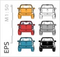 Pickup cuv car vector icons set for architectural drawing and illustration