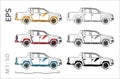Pickup cuv car vector icons set for architectural drawing and illustration
