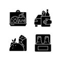 Pickup and delivery option black glyph icons set on white space Royalty Free Stock Photo