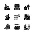 Pickup and delivery option black glyph icons set on white space Royalty Free Stock Photo