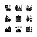 Pickup and delivery option black glyph icons set on white space Royalty Free Stock Photo