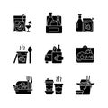 Pickup and delivery option black glyph icons set on white space Royalty Free Stock Photo