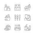 Pickup and delivery option linear icons set Royalty Free Stock Photo