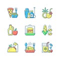 Pickup and delivery option RGB color icons set Royalty Free Stock Photo