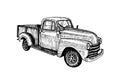 Hand drawn vintage retro oldtimer car pickup