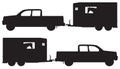 Pickup and Horse Trailer in Silhouette