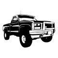 Pickup lifted 1990, Muscle car, Classic car, Stencil, Silhouette, Vector Clip Art - Truck 4x4 Off Road - Off-road car