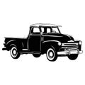 Pickup 1949, Muscle car, Classic car, Stencil, Silhouette, Vector Clip Art - Truck 4x4 Off Road - Off-road car for Royalty Free Stock Photo