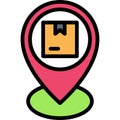 Pickup point icon, location map and navigation vector