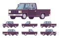 Pickup truck black set Royalty Free Stock Photo