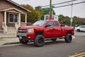 Chevrolet Silverado on the city street in San Jose