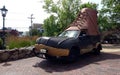 Pickup truck decorated as a famous giant snow boot at the L.L.Bean Flagship Store, Freeport, ME