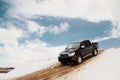 Pickup truck driving down the hill Royalty Free Stock Photo