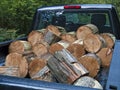 Pickup truck filled with firewood