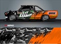 Pickup truck livery graphic . abstract grunge background design for vehicle vinyl wrap and car branding