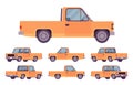 Pickup truck orange set with cab and open cargo area Royalty Free Stock Photo