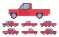 Pickup truck red set with cab and open cargo area Royalty Free Stock Photo